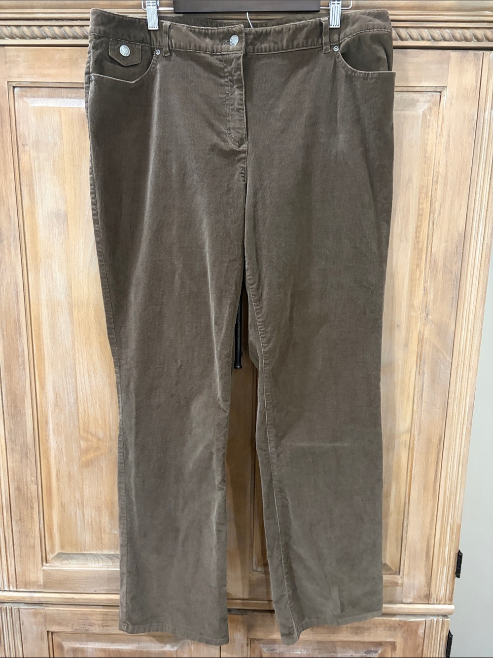 Liz Claiborne Plus Women’s Stretch Corduroy Straight-Leg Pants - Brown